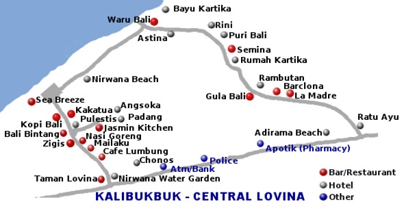 Tourist Map of Kalibukbuk Village Kalibukbuk Lovina Center Tourist Map